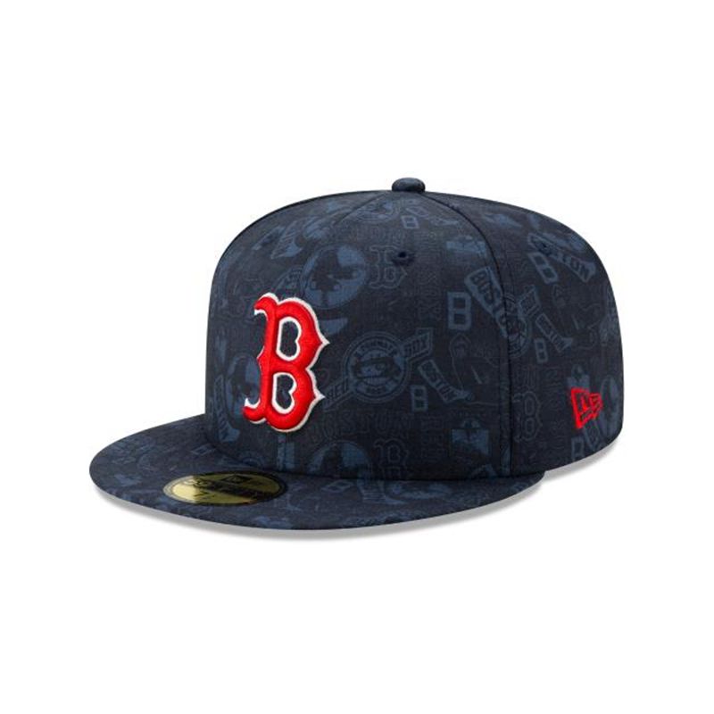 MLB Boston Red Sox Sketched 59Fifty Fitted (UET2937) - Blue New Era Caps